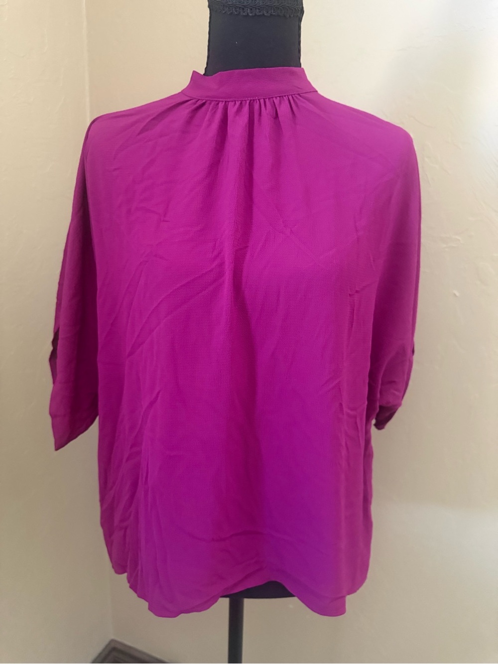 SHEIN Fuchsia Mock Neck Dolman Sleeve Blouse